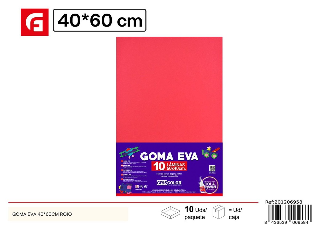 Goma EVA 40*60 cm rojo - Manualidades y goma EVA