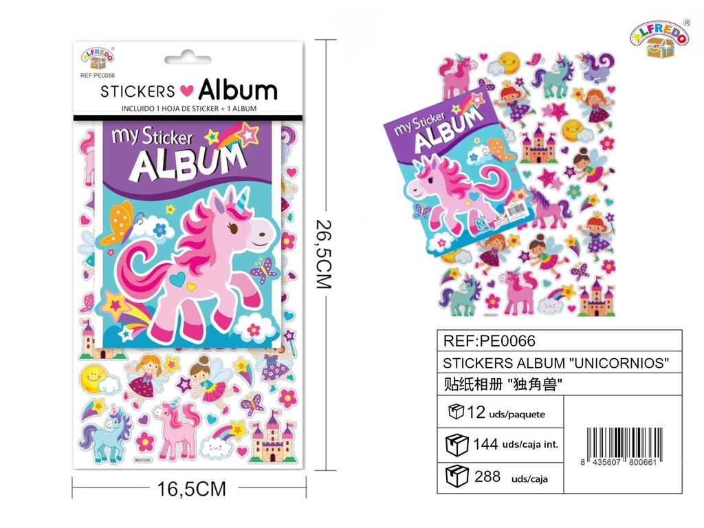 Stickers álbum "Unicornios" 16.5x26.5cm - Albumes de stickers