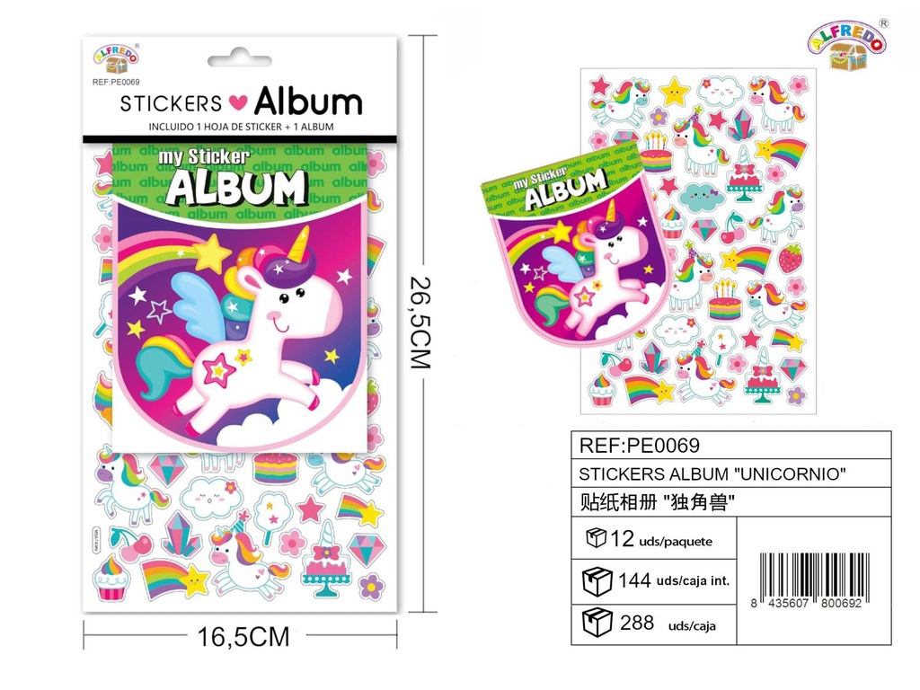 Stickers álbum "Unicornios" 16.5x26.5cm - Albumes de stickers