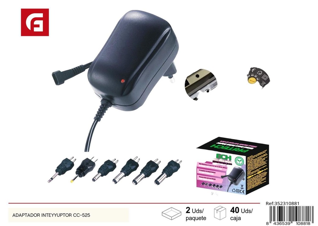 Adaptador universal CC-525 - Cargadores universales y electrónica