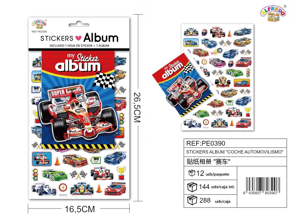 Stickers álbum "Coche automovilismo" 16.5x26.5cm - Albumes de stickers