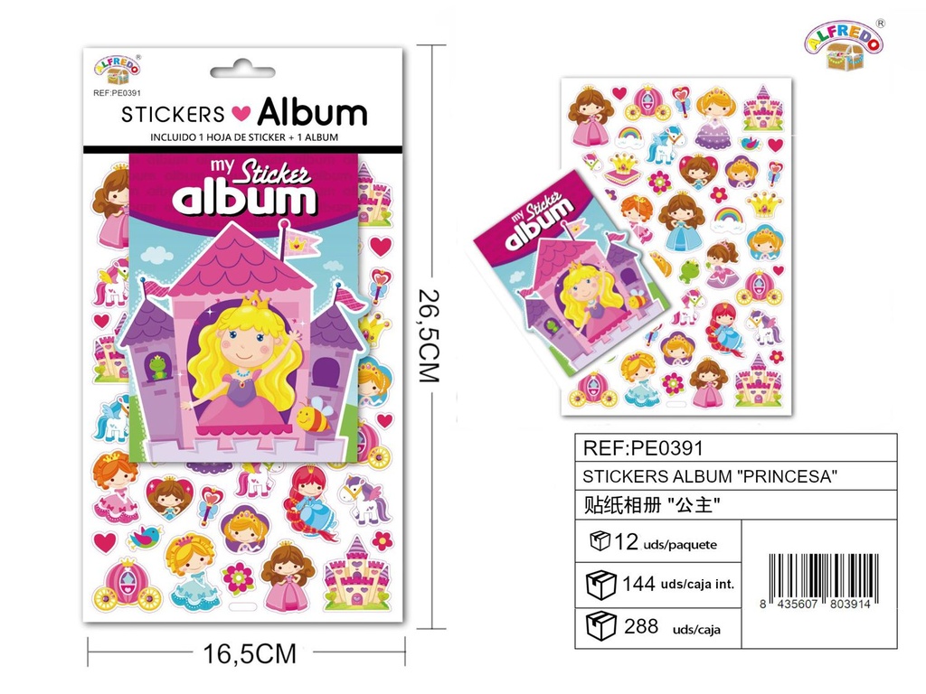 Stickers álbum "Princesa" 16.5x26.5cm - Albumes de stickers