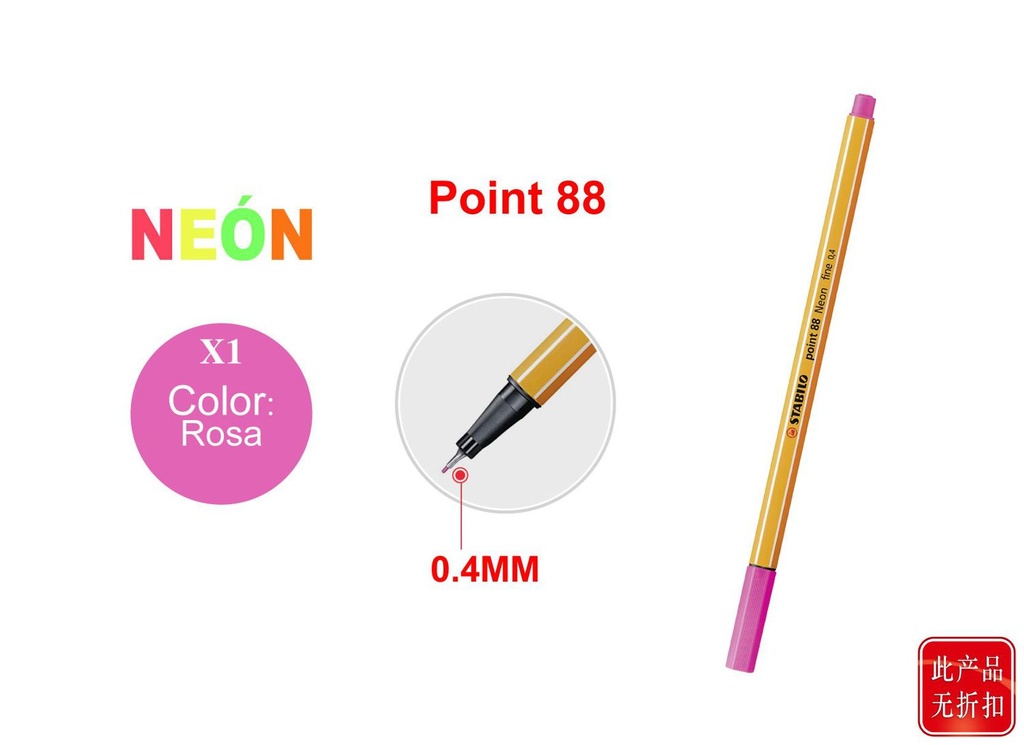  Stabilo point 88 – rosa neón - 88 fibras finas