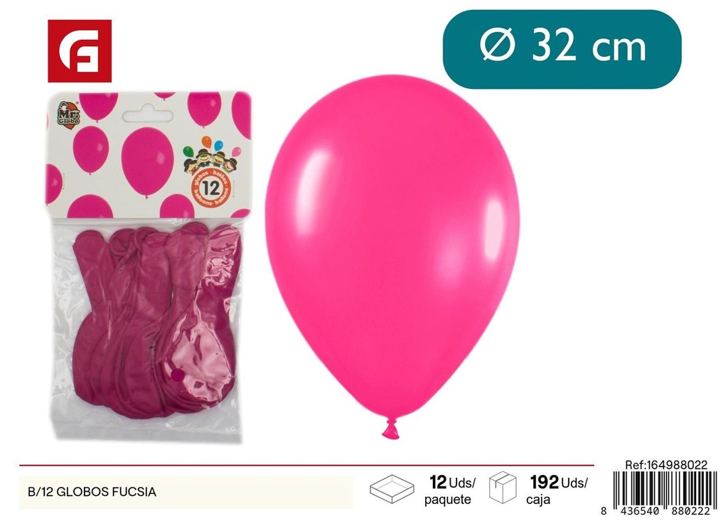 Pack de 12 globos fucsia - Decoraciones de fiesta y globos