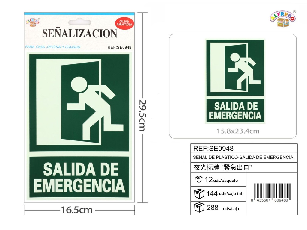 Señal de plástico salida de emergencia 15.8x23.4 cm - Señalización