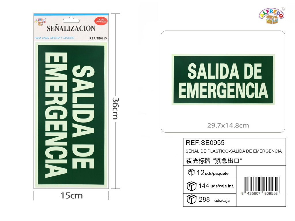 Señal de plástico salida de emergencia 29.7x14.8 cm - Señalización