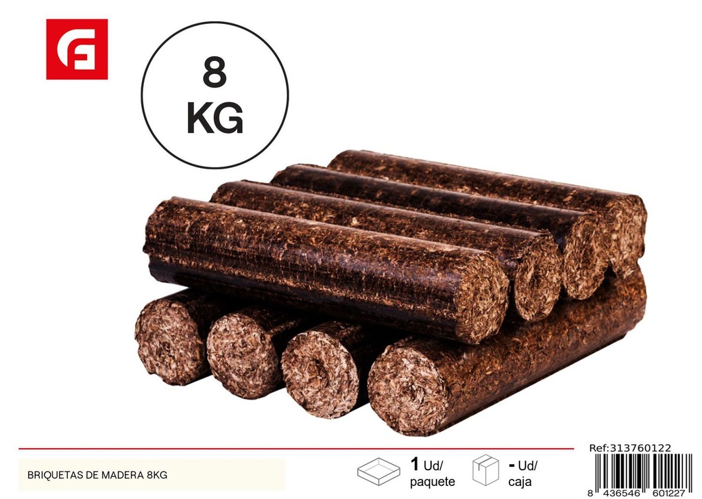 Briquetas de madera 8 kg - Carbón para BBQ