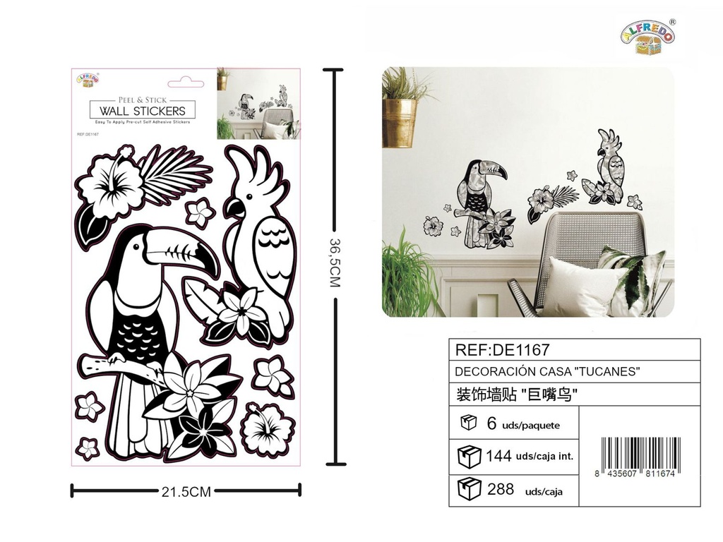 Decoración casa "Tucanes" 21x36.5cm - Decoraciones de vinilo