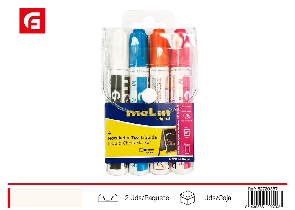 Set de 4 rotuladores tiza/cristal - Material escolar y rotuladores