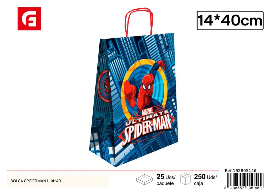 Bolsa Spiderman L 14x40 para regalos y sorpresas