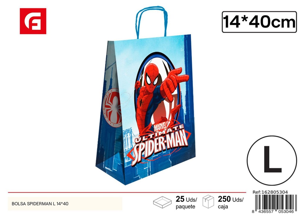 Bolsa regalo Spiderman L 14*40 cm - Regalos y envoltorios de cumpleaños