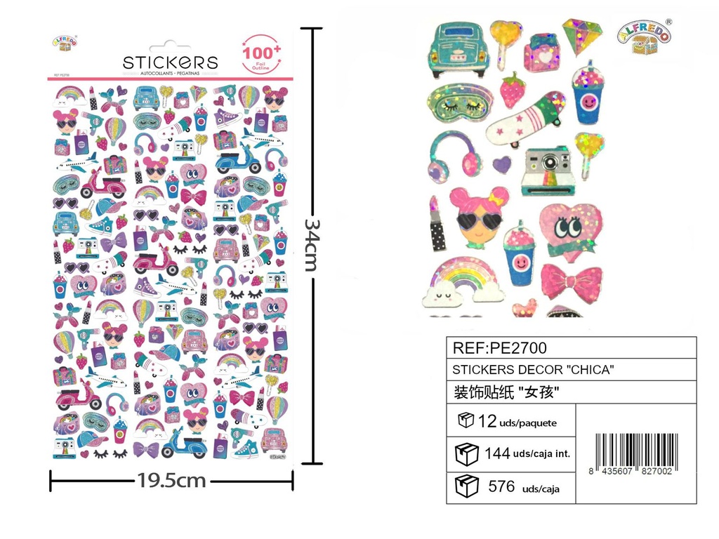 Stickers decor "chica" 19.5x34 cm - Pegatinas infantiles