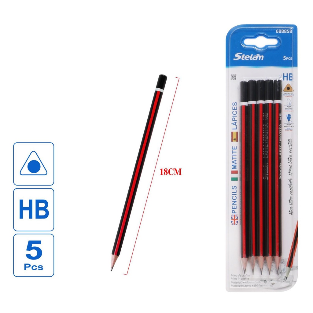 Lápices HB rojo y negro 5pcs para escritura y dibujo