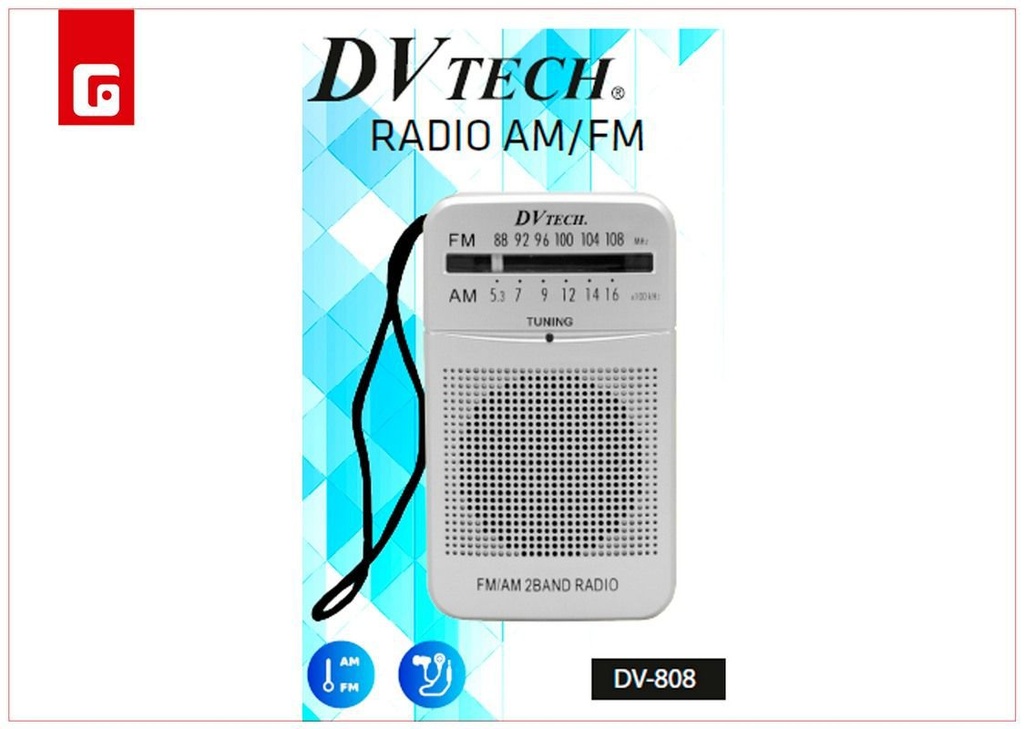 Radio AM/FM DVTech para entretenimiento y noticias