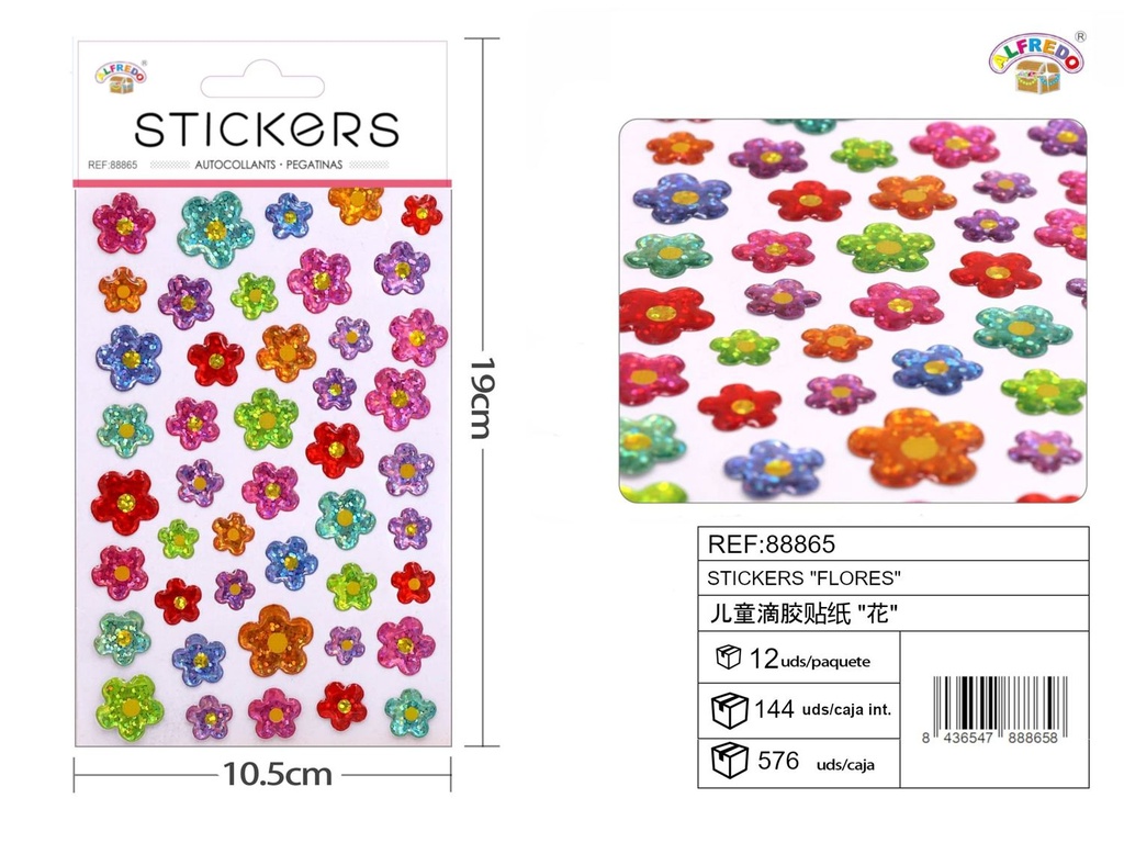 Stickers de Flores 10x19 cm - Pegatinas para manualidades