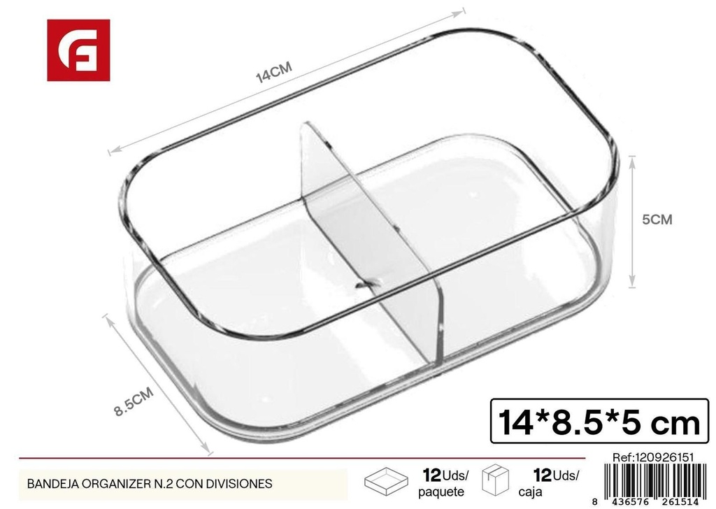 Bandeja organizadora N.2 con divisiones - Plásticos para el hogar