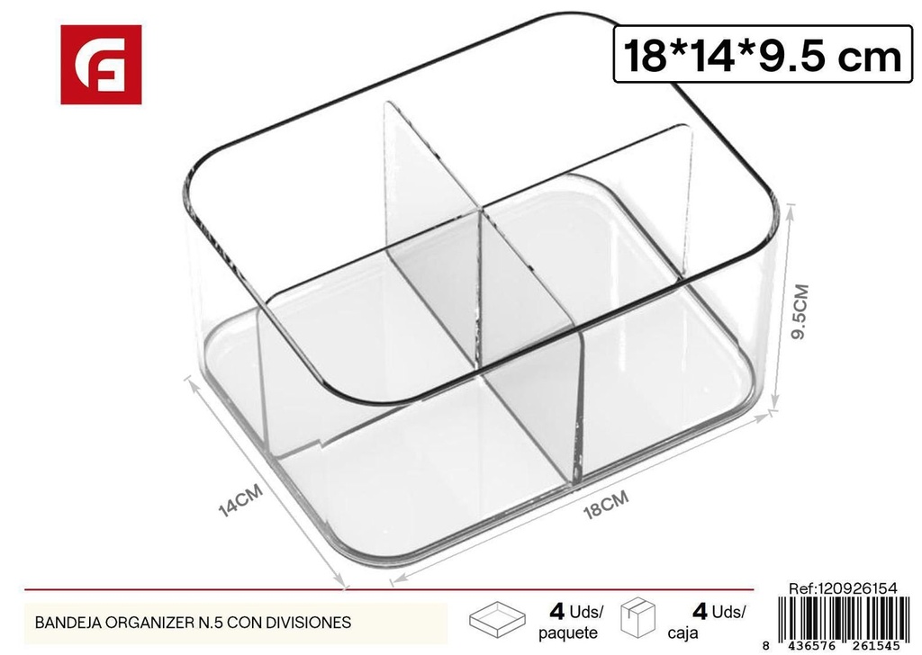 Bandeja organizadora N.5 con divisiones - Utensilios del hogar