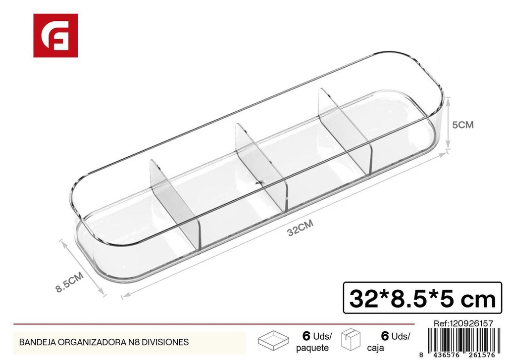 Bandeja organizadora N8 divisiones - Almacenamiento en casa