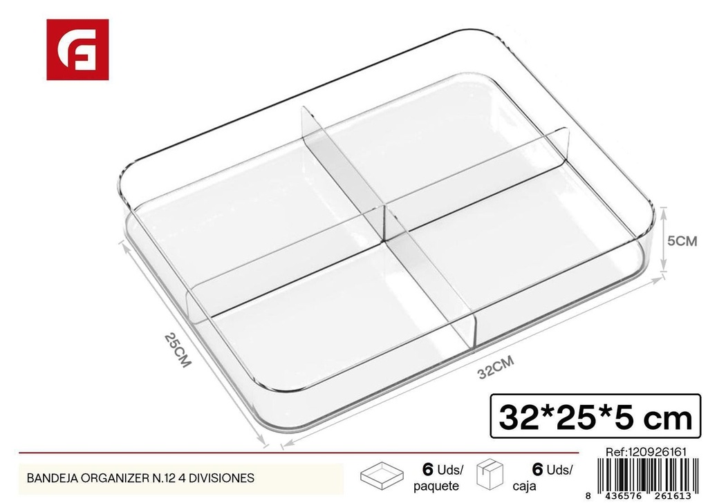 Bandeja organizadora n.12 4 divisiones - Organizadores plásticos