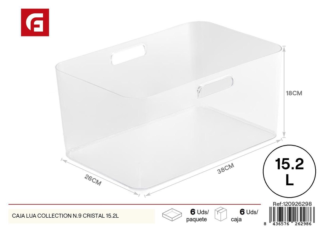 Caja LUA collection n.9 cristal 15.2L - Plásticos del hogar y organización