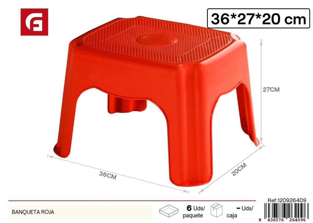 Banqueta roja de plástico - Asiento portátil