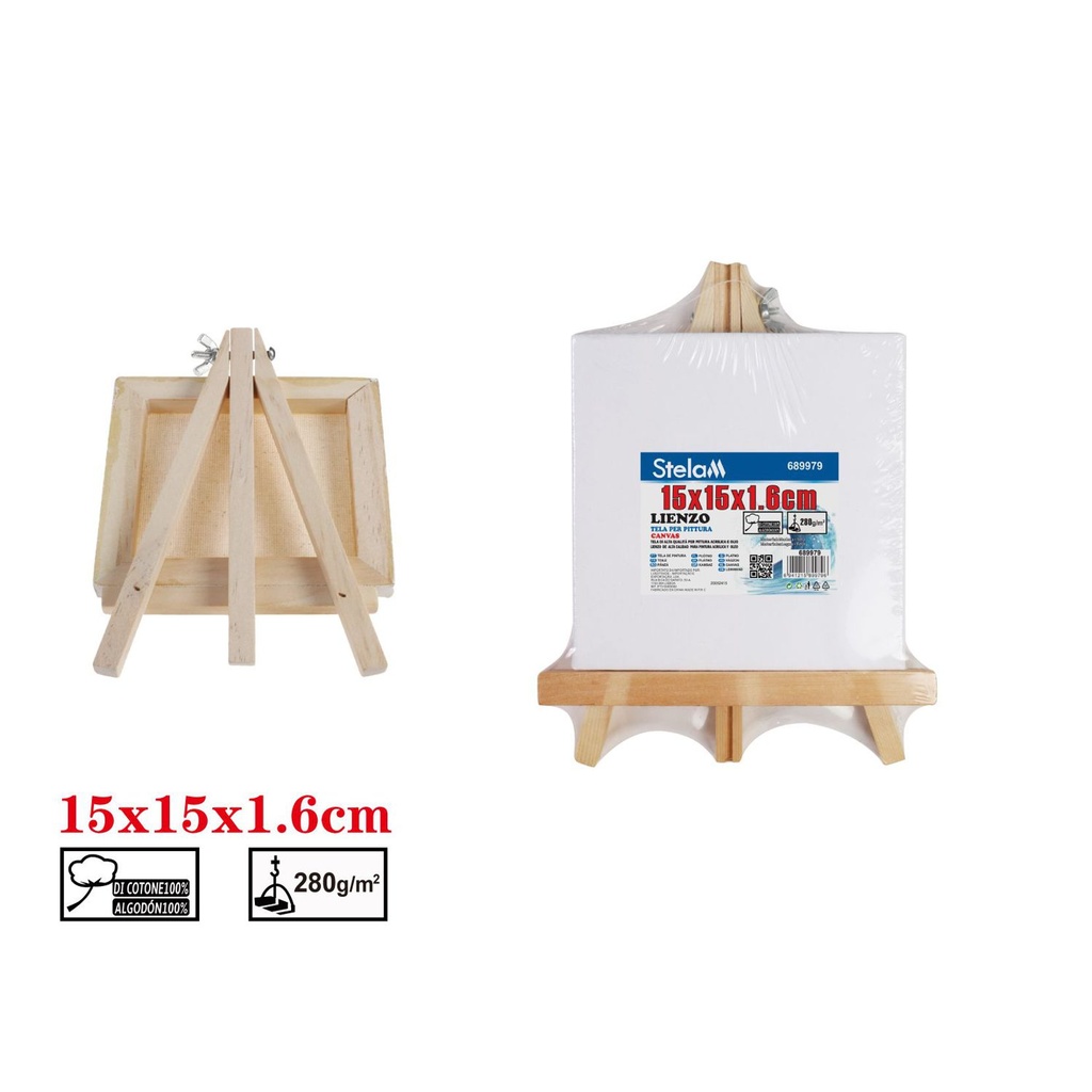 Mini caballete con lienzo 15*15*1.6 (280g) - Materiales educativos