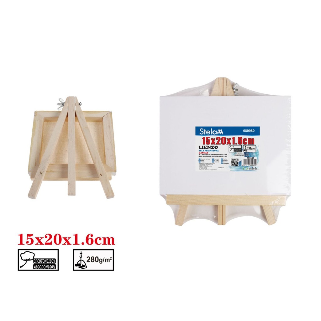 Mini caballete + lienzo 15*20*1.6 (280g) - Material de bellas artes