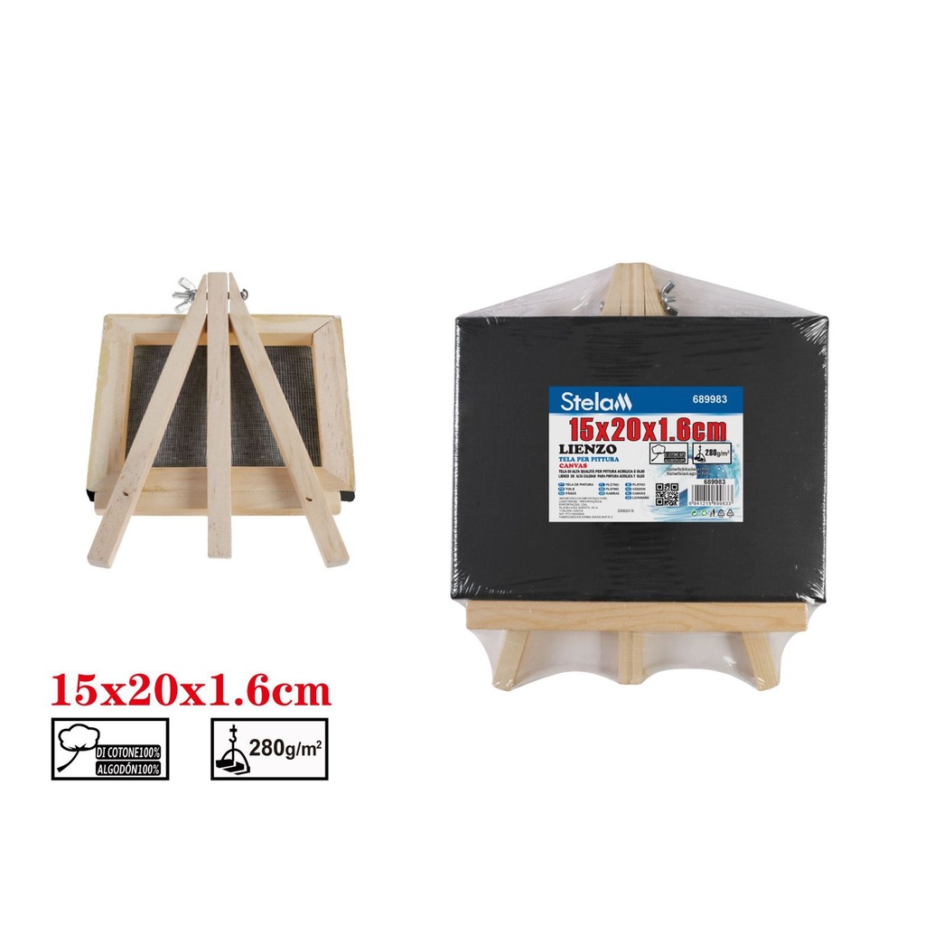 Mini caballete + lienzo 15*20*1.6 (280g) - Material de bellas artes