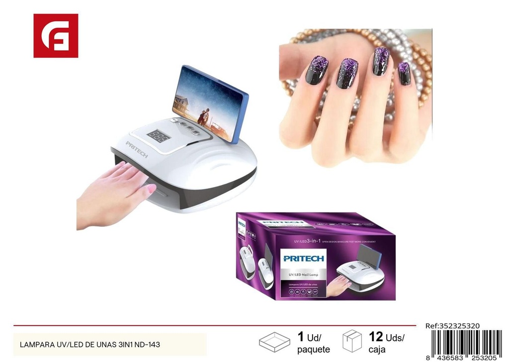 Lámpara UV/LED de uñas 3in1 ND-143 para manicura y pedicura