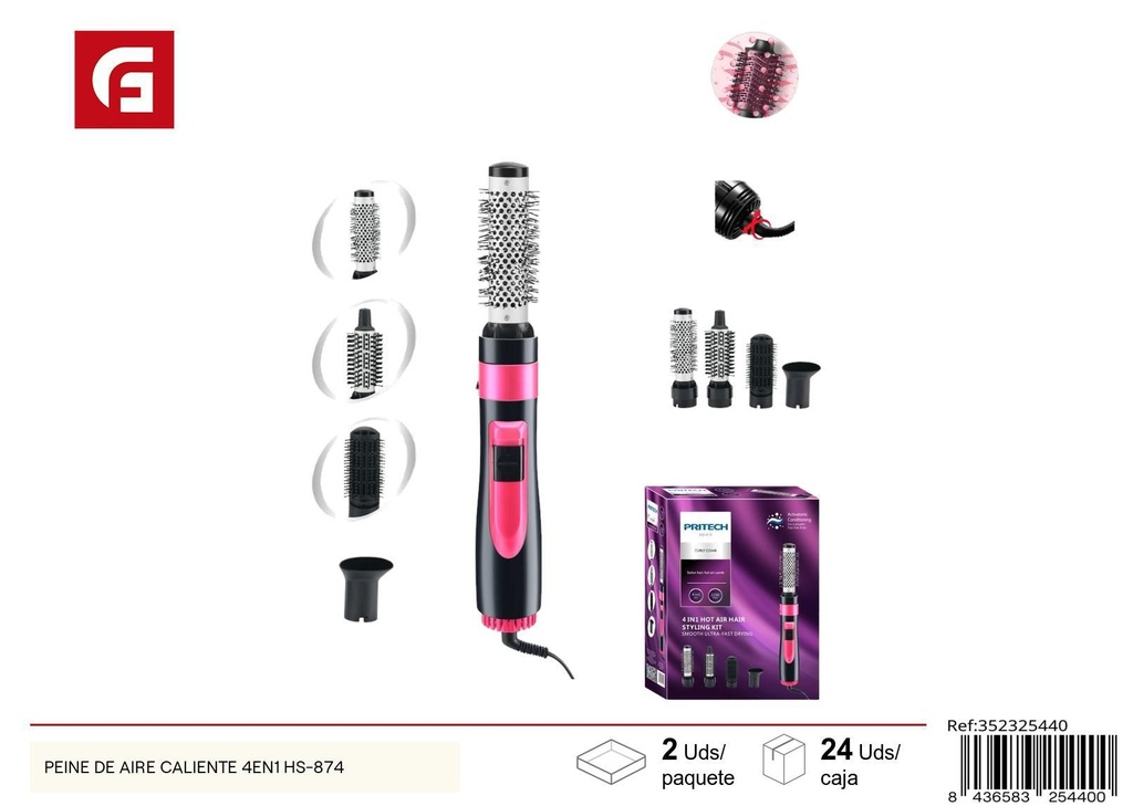 Peine de aire caliente 4 en 1 HS-874 - Electrónica y productos de peluquería