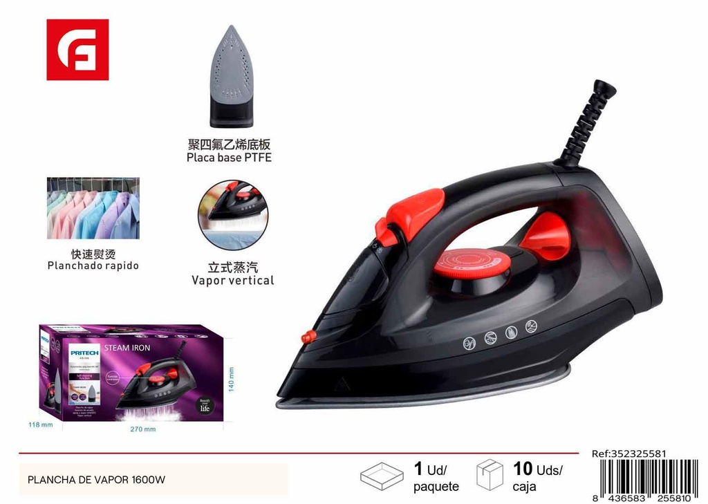 Plancha de vapor KB-096 1600W - Electrónica y planchas