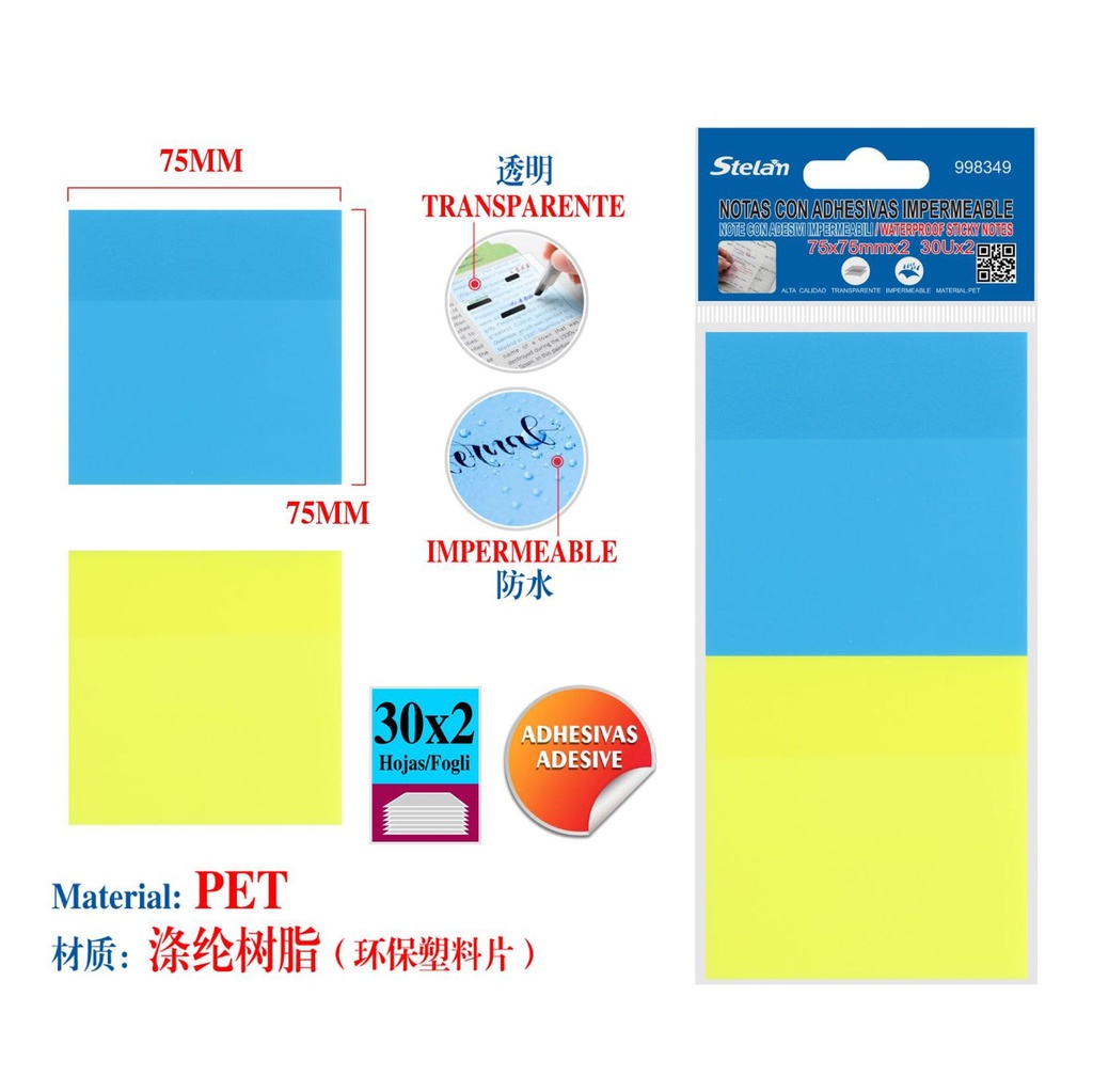 Notas adhesivas transparentes impermeables - Notas para organizar