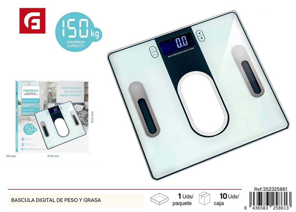 Báscula digital de peso y grasa 150kg - Accesorios de baño