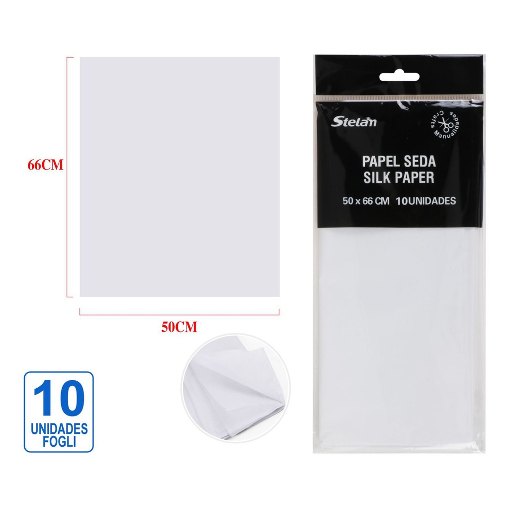 Papel seda blanco 50x66cm (10u) - Materiales de manualidades