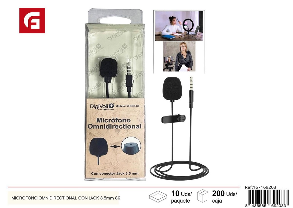 Micrófono omnidireccional con jack 3.5mm para grabación y multimedia