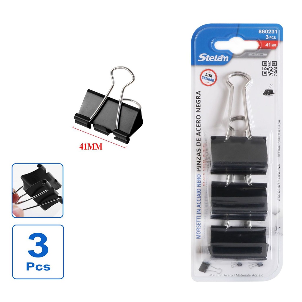 Punzones de acero negro 3 pcs - Accesorios de oficina