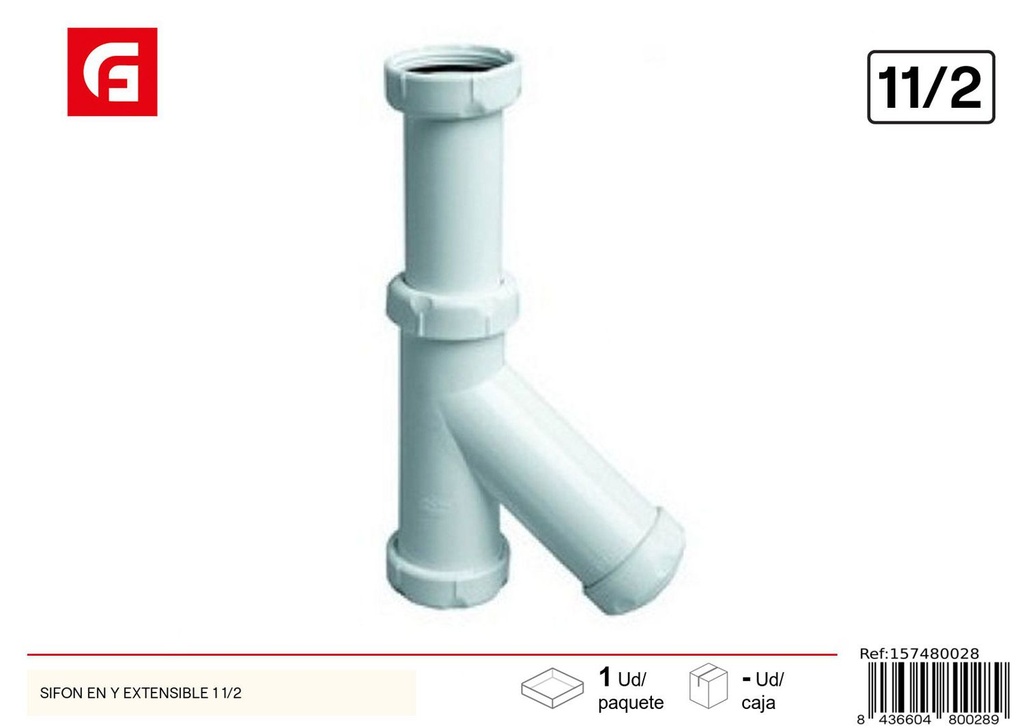 Sifón en Y extensible 1 1/2 para fontanería