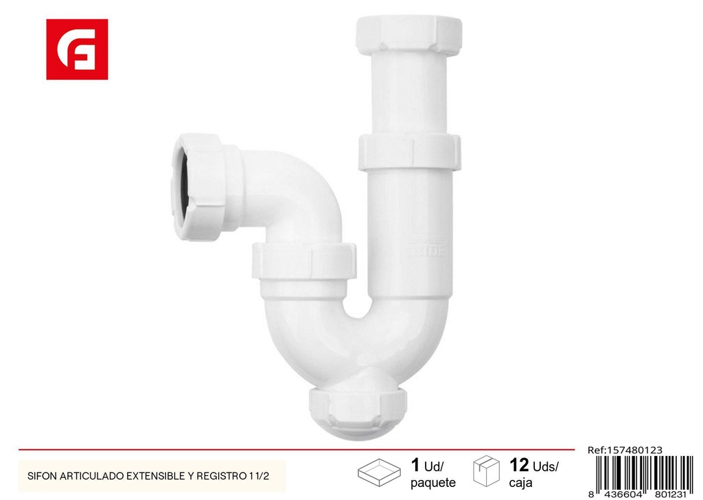 Sifón articulado extensible y registro 1 1/2 - Accesorios de plomería