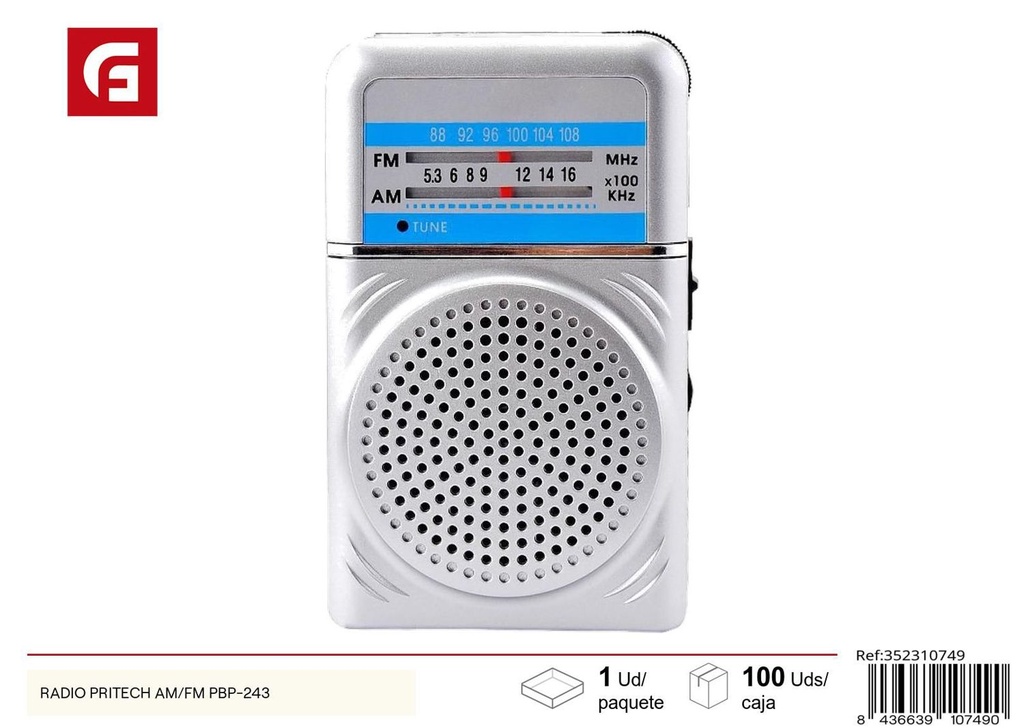 Radio Pritech AM/FM modelo PBP-243 para música y noticias