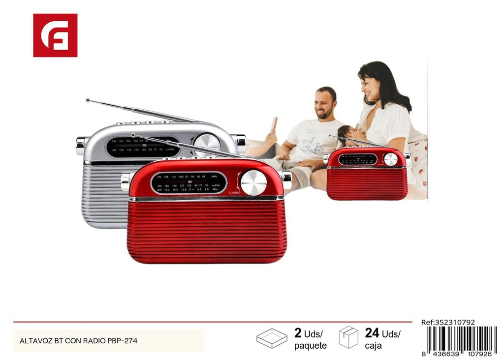 Altavoz BT con radio PBP-274 para música y entretenimiento