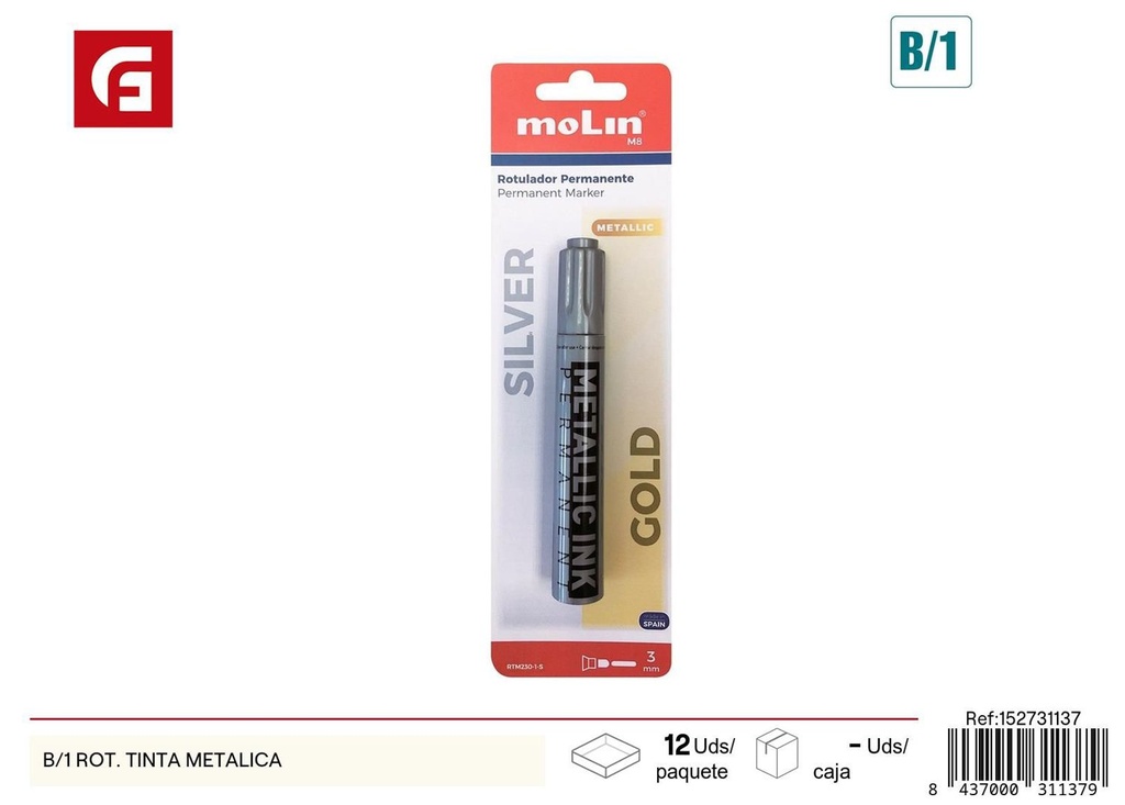 Bolígrafo de tinta metálica B/1 ROT - Material escolar y escritura