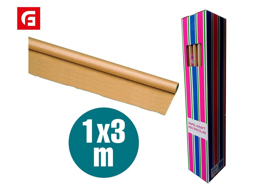 Papel kraft marrón 3x1 m - Materiales de regalo