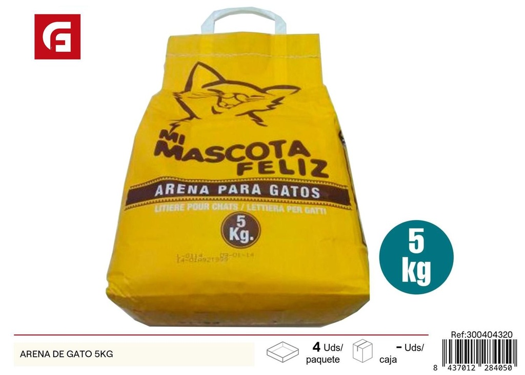 Arena de gato 5 kg - Productos para mascotas