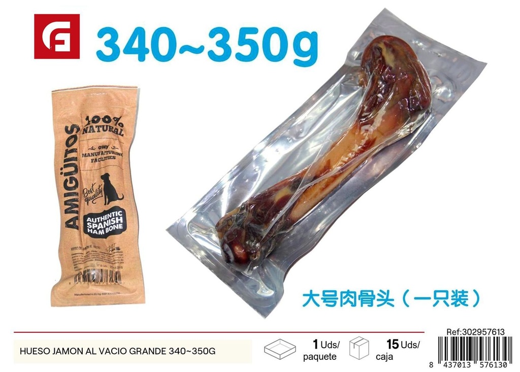 Hueso de jamón al vacío grande 340-350g para perros