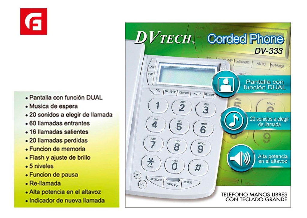 Teléfono con pantalla digital y altavoz para el hogar