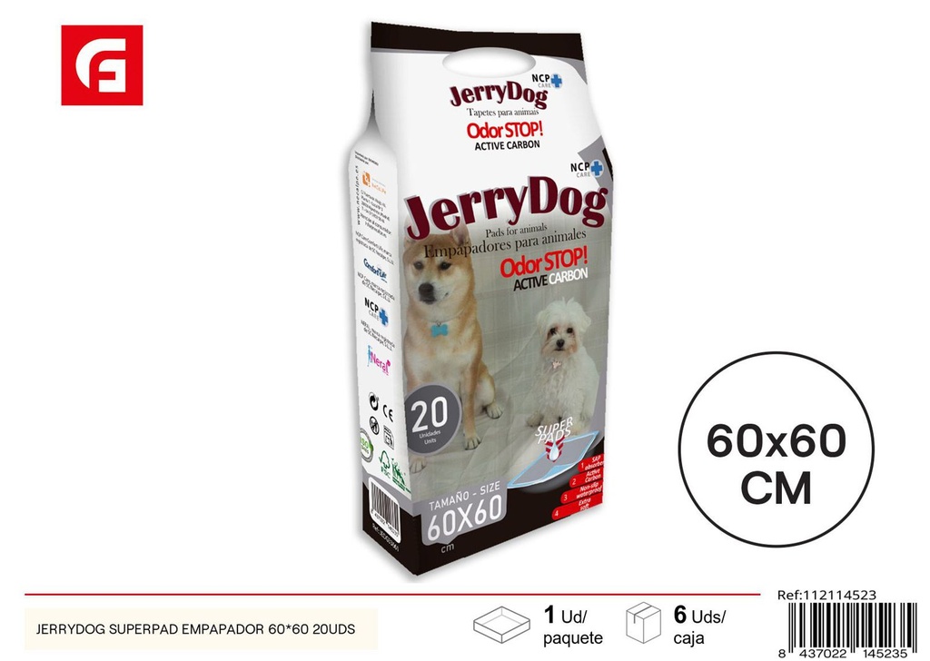 Empapadores JerryDog SuperPad 60x60 20uds para mascotas