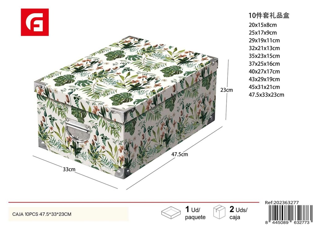 Caja de cartón 10pcs 47.5x33x23cm para embalaje y almacenamiento