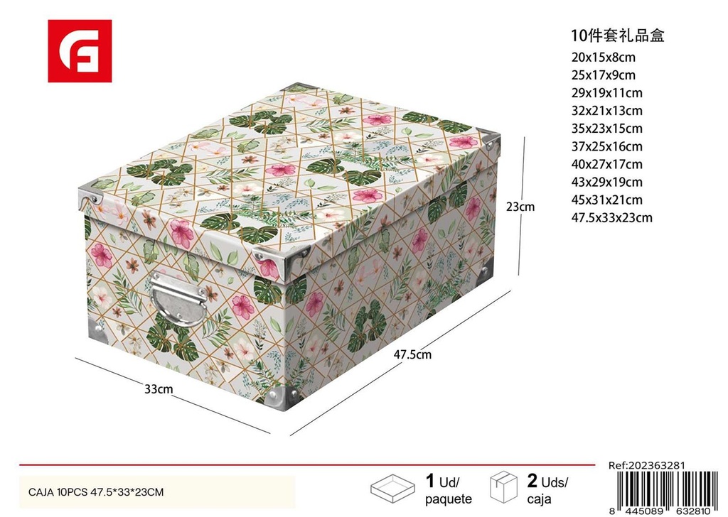 Caja 10 piezas 47.5x33x23 cm - Artículos de regalo y caja