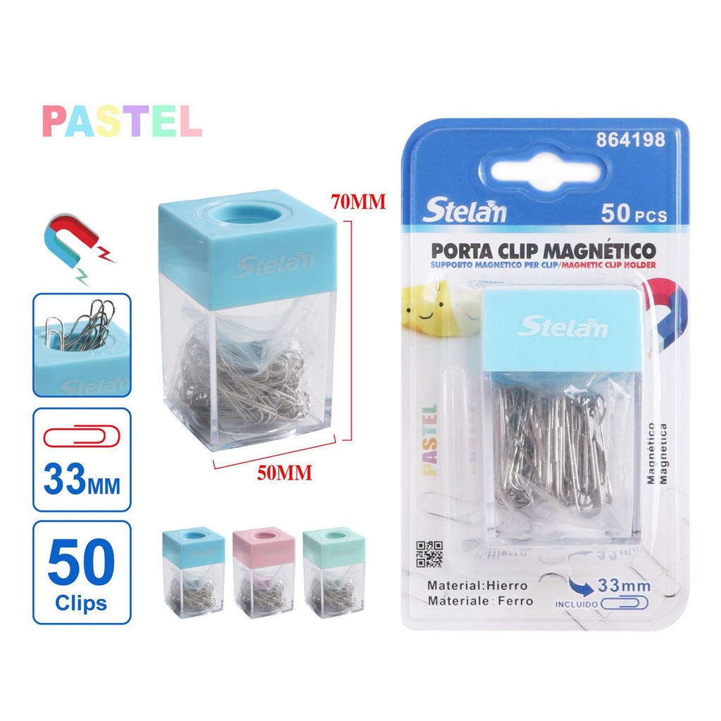 Porta clip magnético 50 piezas plateadas 33mm