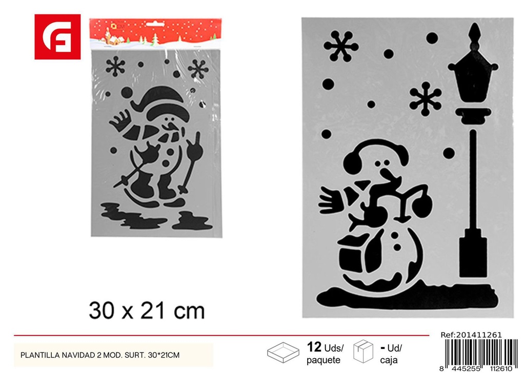 Plantilla navidad 2 mod. surt. 30x21cm - Decoraciones navideñas